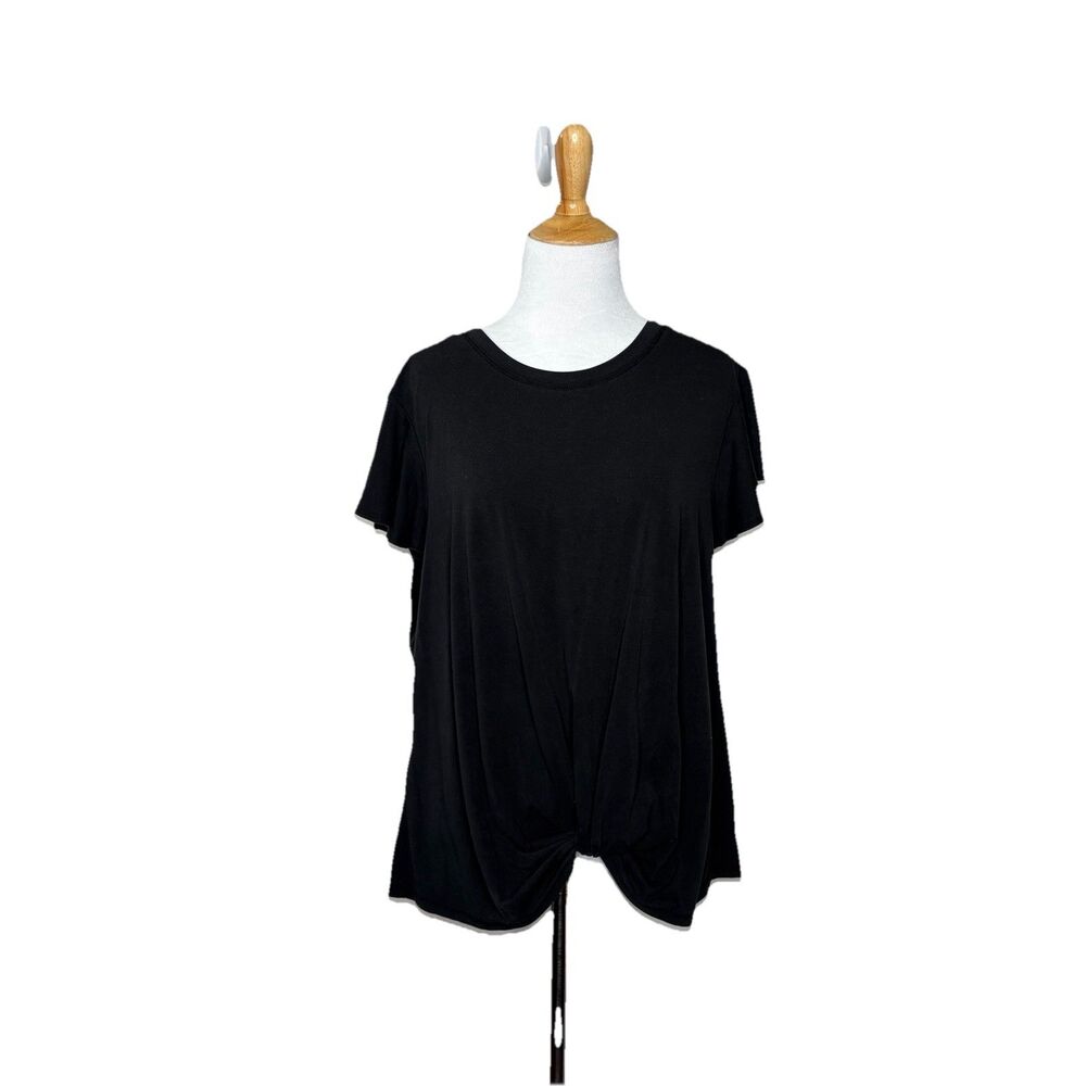 Time And Tru Short Sleeve Flutter Twist Short Sleeve Top Women's Size XL Black